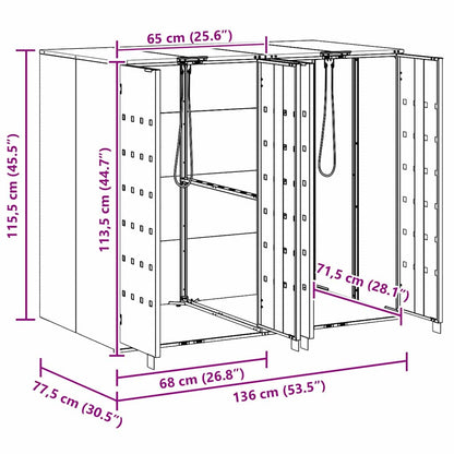 Wheelie Bin Storage for 2 Bins Stainless Steel Silver