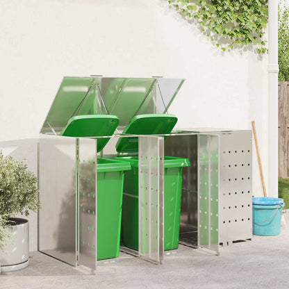Wheelie Bin Storage for 3 Bins Stainless Steel Silver