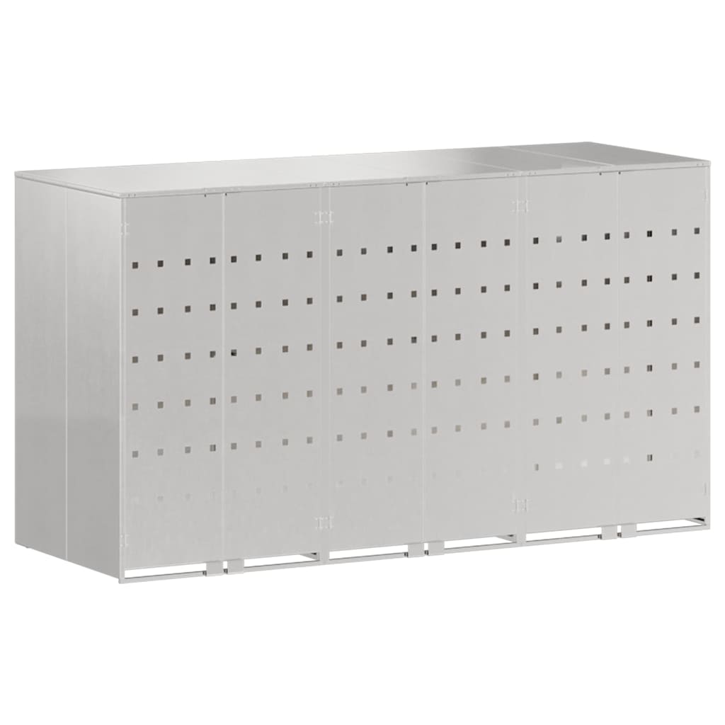 Wheelie Bin Storage for 3 Bins Stainless Steel Silver
