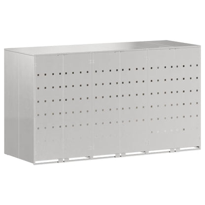 Wheelie Bin Storage for 3 Bins Stainless Steel Silver