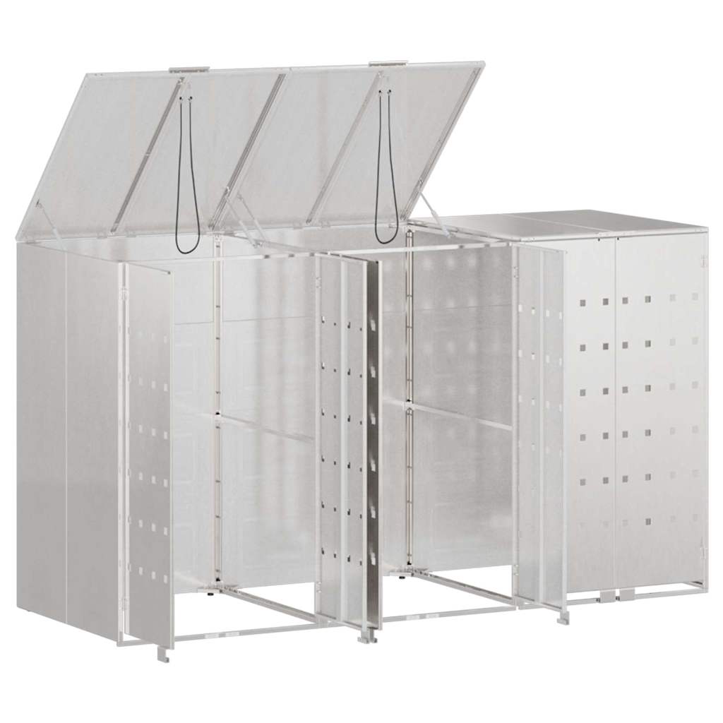 Wheelie Bin Storage for 3 Bins Stainless Steel Silver