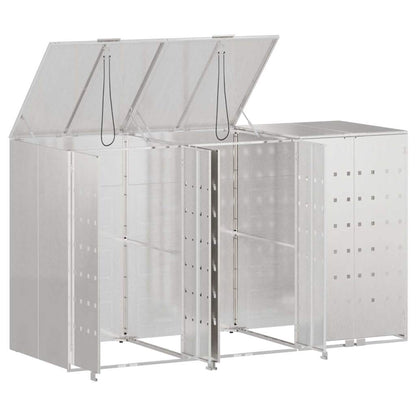 Wheelie Bin Storage for 3 Bins Stainless Steel Silver