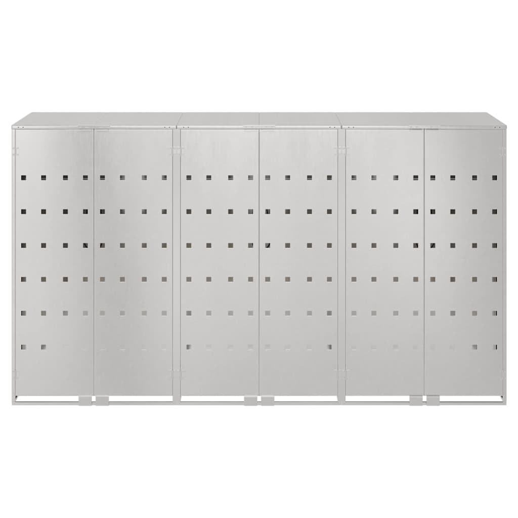 Wheelie Bin Storage for 3 Bins Stainless Steel Silver