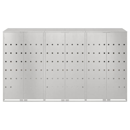 Wheelie Bin Storage for 3 Bins Stainless Steel Silver