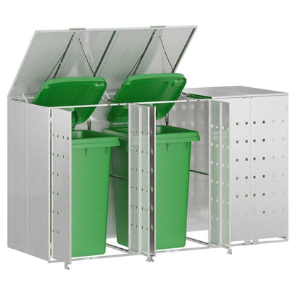 Wheelie Bin Storage for 3 Bins Stainless Steel Silver