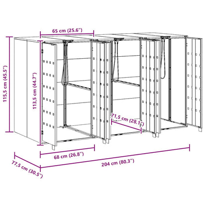 Wheelie Bin Storage for 3 Bins Stainless Steel Silver