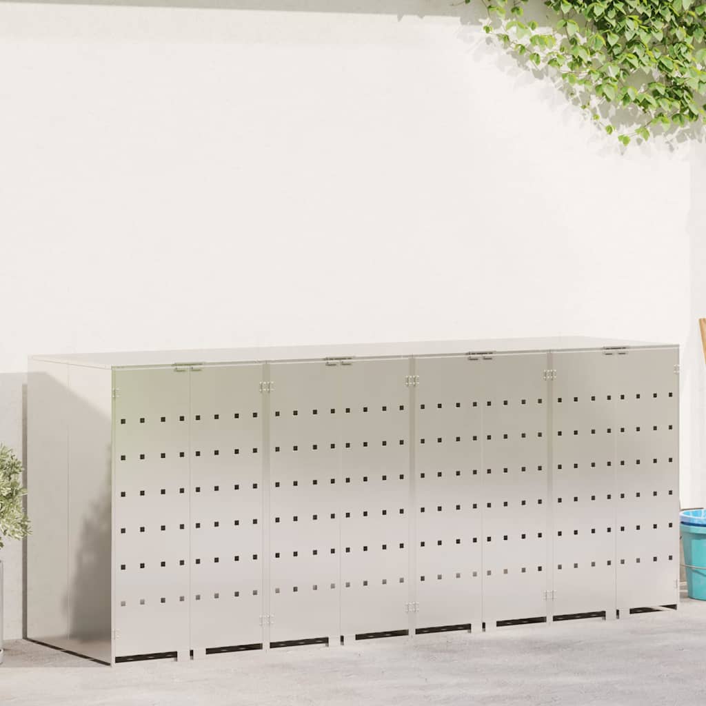 Wheelie Bin Storage for 4 Bins Stainless Steel Silver