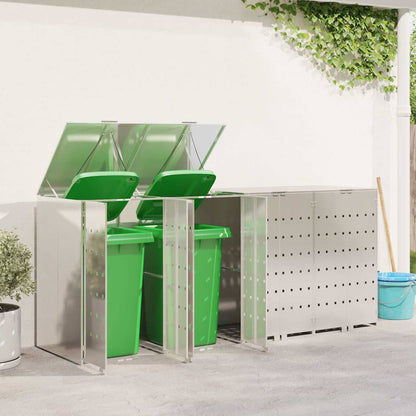 Wheelie Bin Storage for 4 Bins Stainless Steel Silver