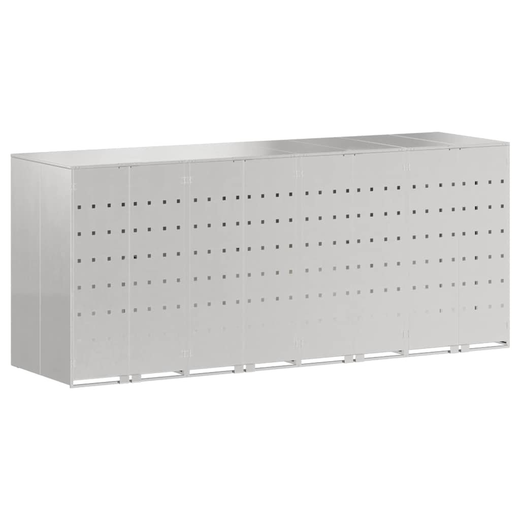 Wheelie Bin Storage for 4 Bins Stainless Steel Silver