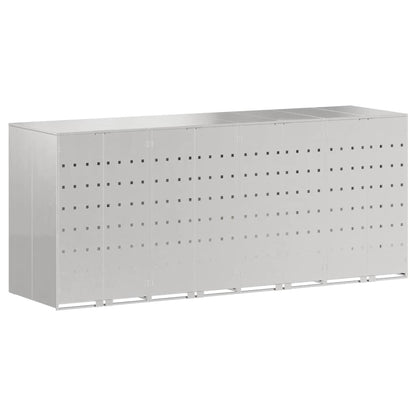 Wheelie Bin Storage for 4 Bins Stainless Steel Silver