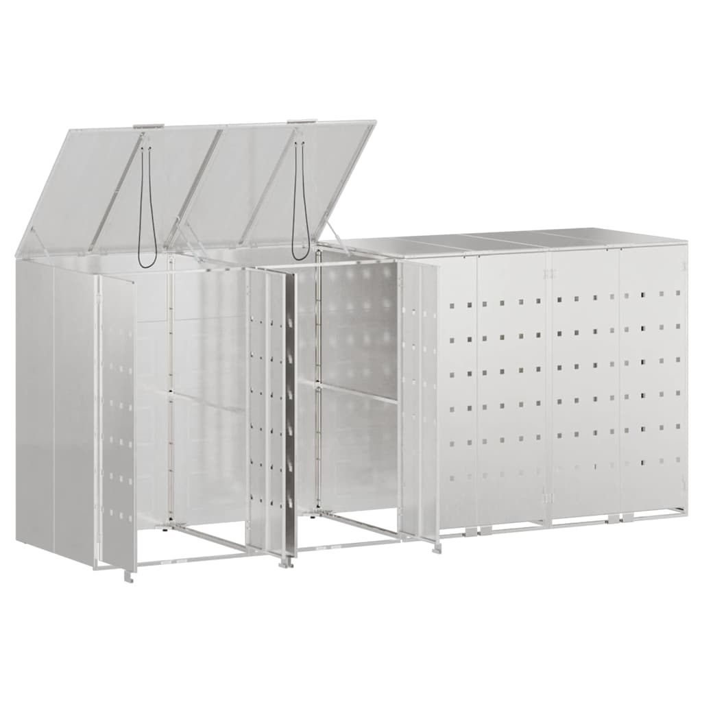 Wheelie Bin Storage for 4 Bins Stainless Steel Silver