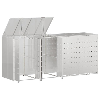 Wheelie Bin Storage for 4 Bins Stainless Steel Silver