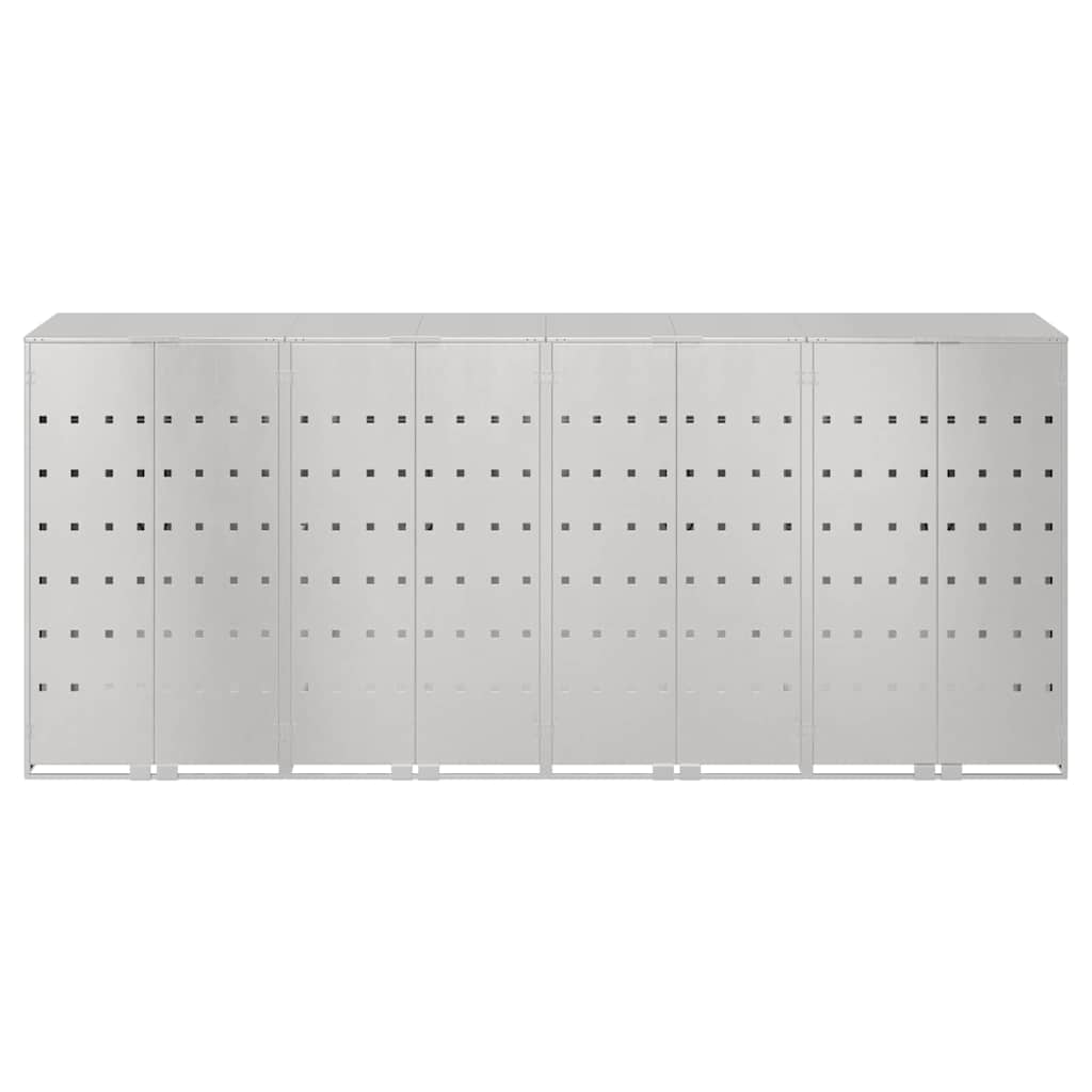 Wheelie Bin Storage for 4 Bins Stainless Steel Silver