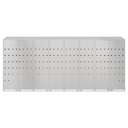 Wheelie Bin Storage for 4 Bins Stainless Steel Silver