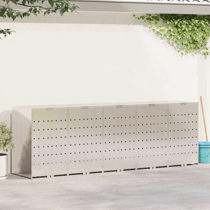 Wheelie Bin Storage for 5 Bins Stainless Steel Silver