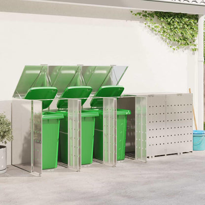 Wheelie Bin Storage for 5 Bins Stainless Steel Silver