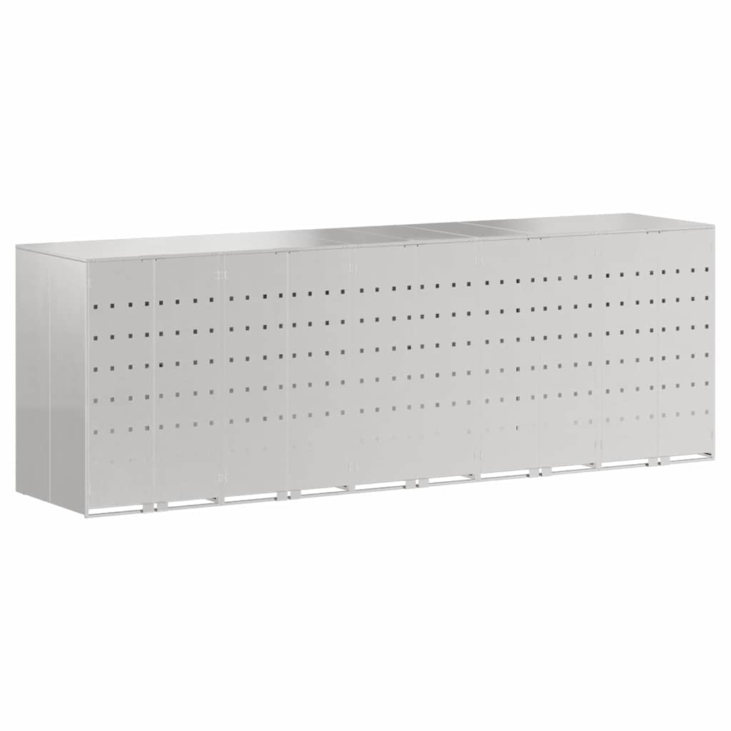 Wheelie Bin Storage for 5 Bins Stainless Steel Silver