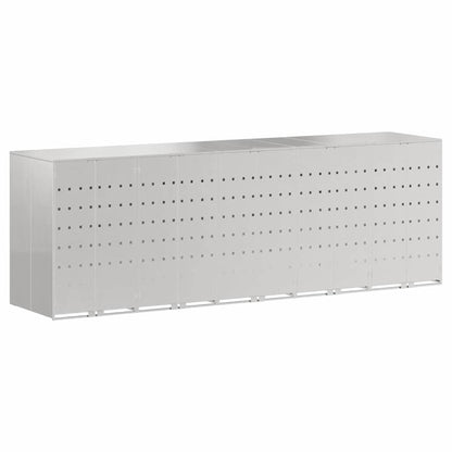 Wheelie Bin Storage for 5 Bins Stainless Steel Silver