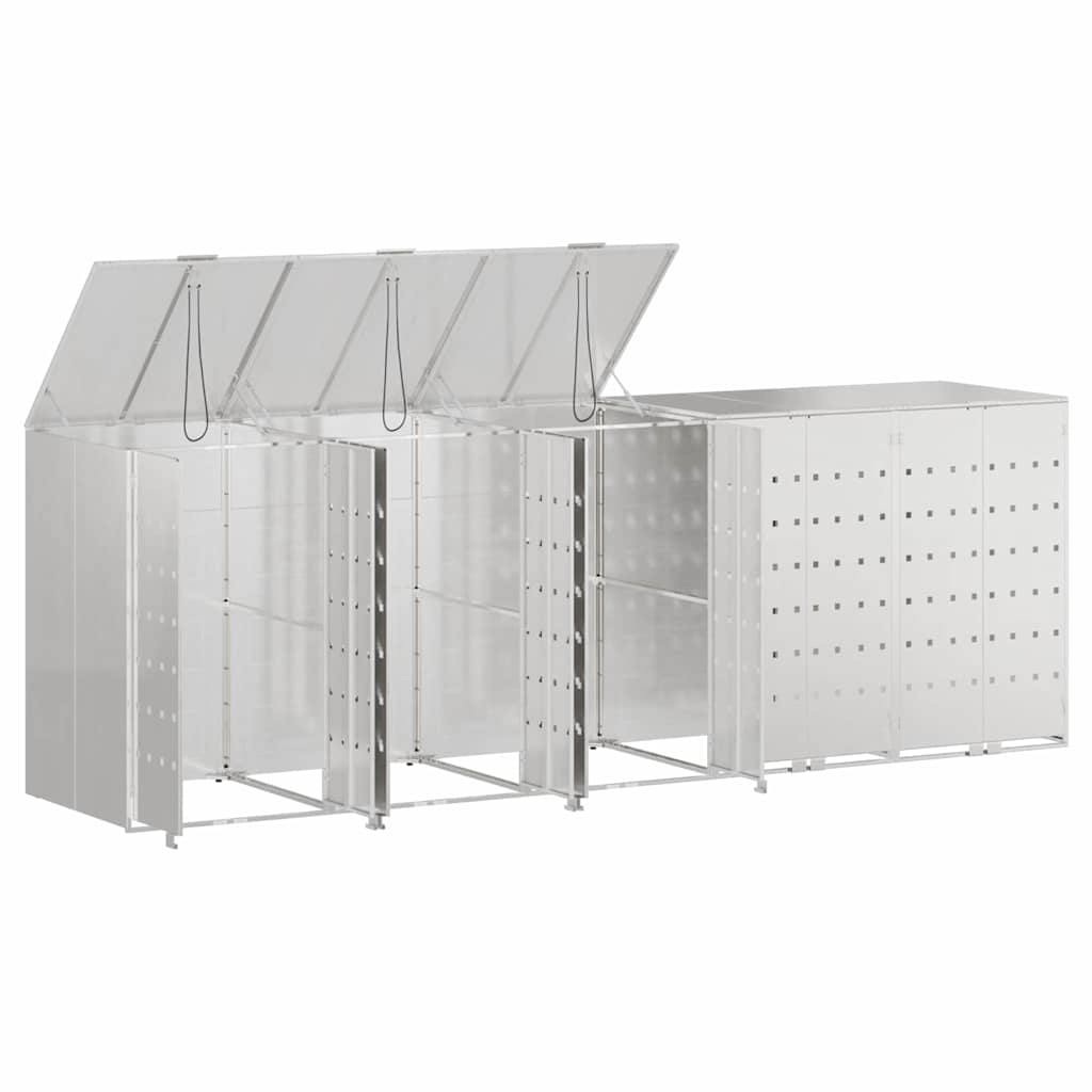 Wheelie Bin Storage for 5 Bins Stainless Steel Silver
