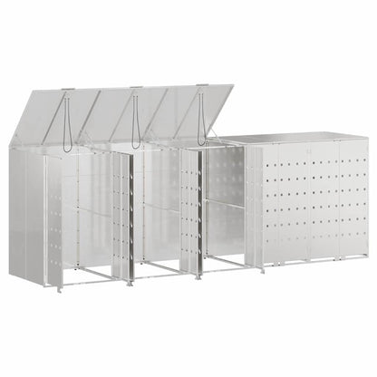 Wheelie Bin Storage for 5 Bins Stainless Steel Silver