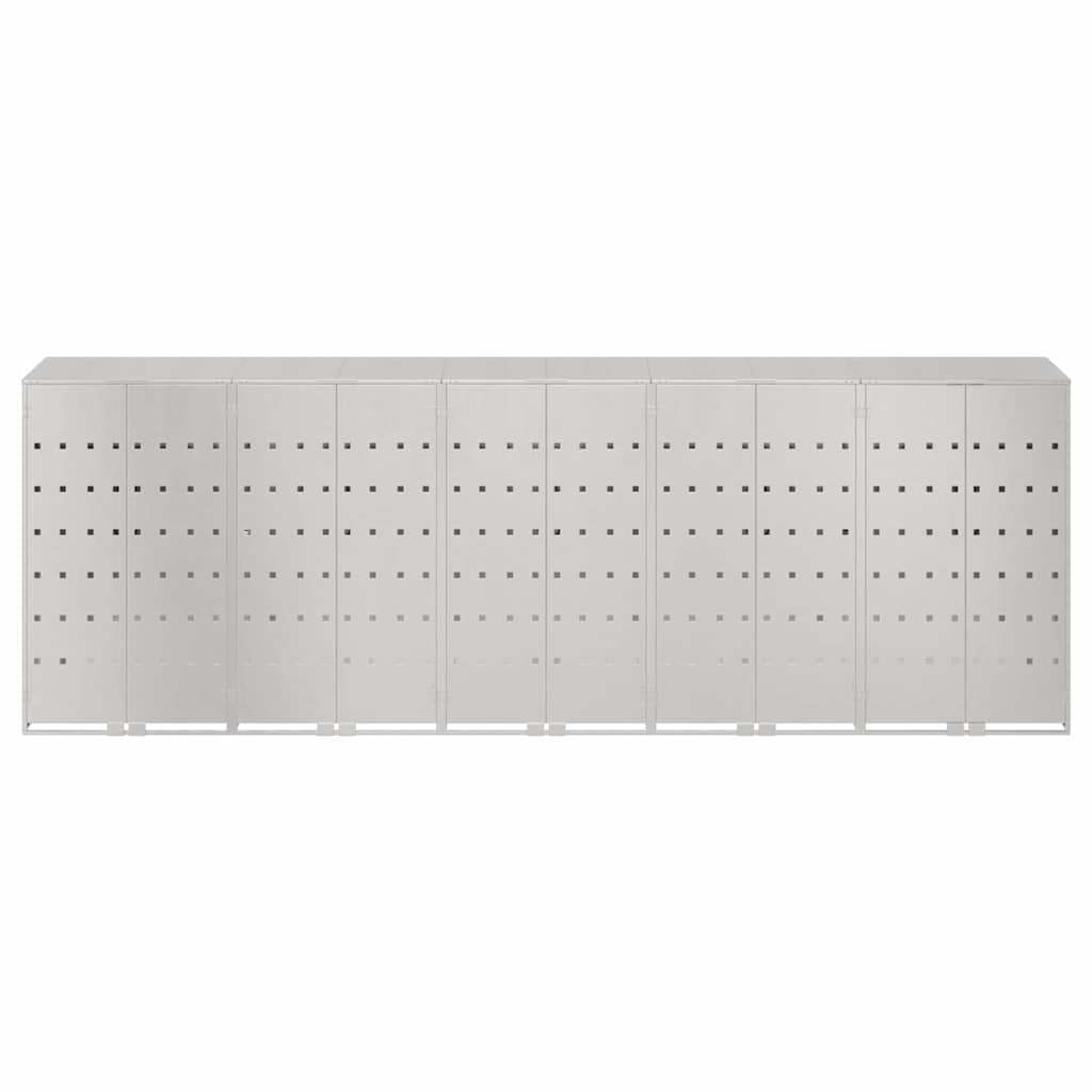 Wheelie Bin Storage for 5 Bins Stainless Steel Silver