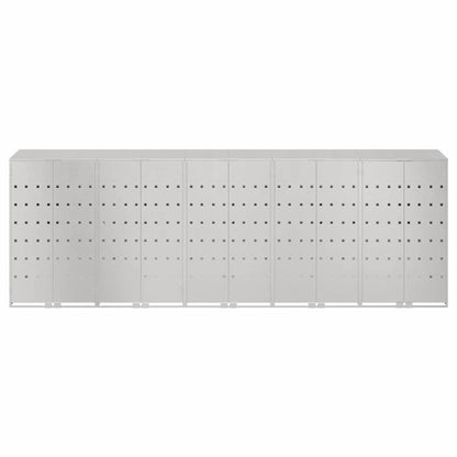 Wheelie Bin Storage for 5 Bins Stainless Steel Silver