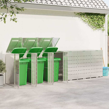 Wheelie Bin Storage for 6 Bins Stainless Steel Silver