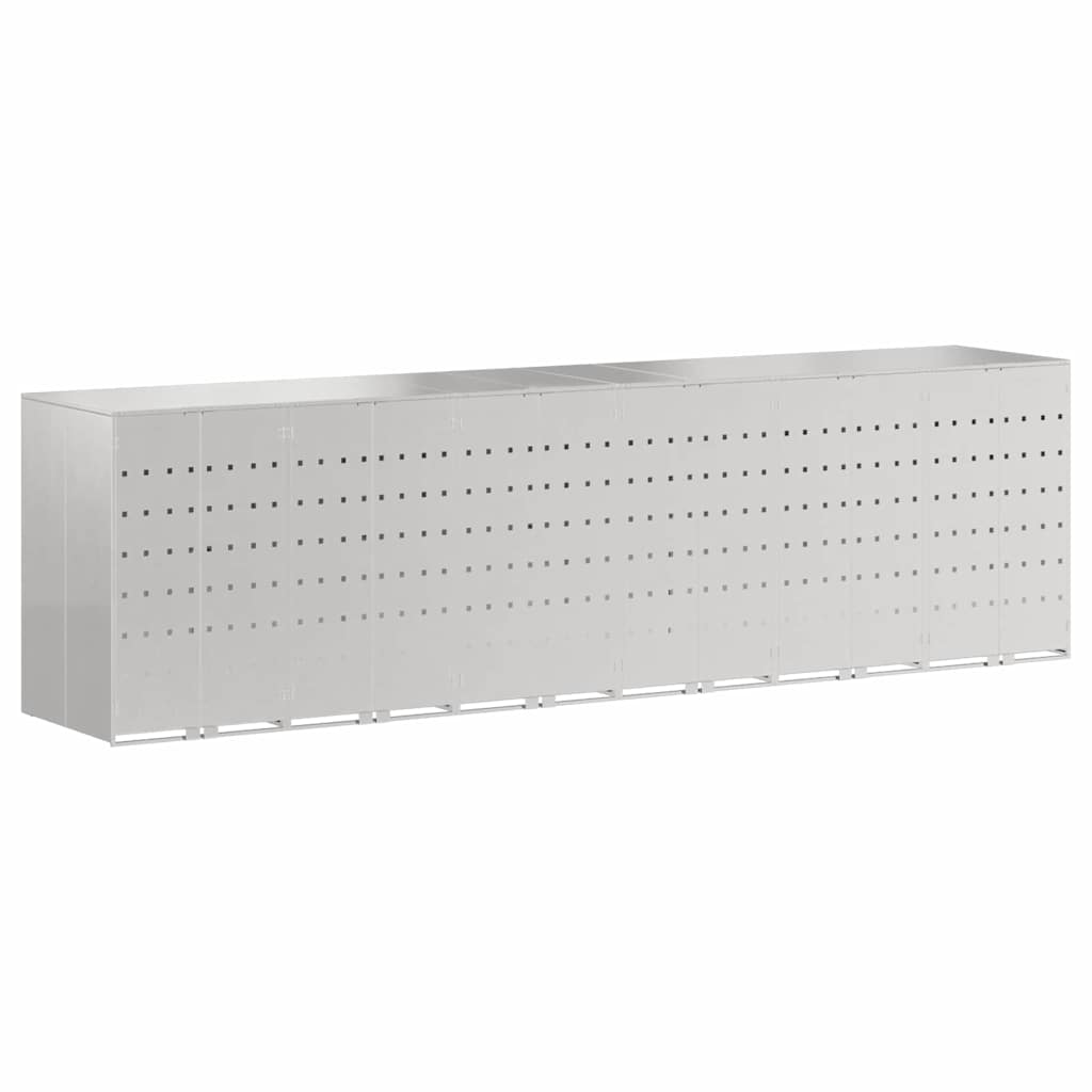 Wheelie Bin Storage for 6 Bins Stainless Steel Silver