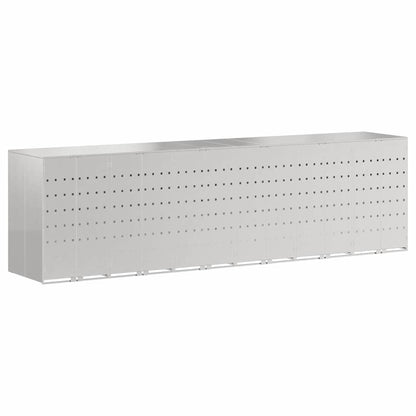 Wheelie Bin Storage for 6 Bins Stainless Steel Silver