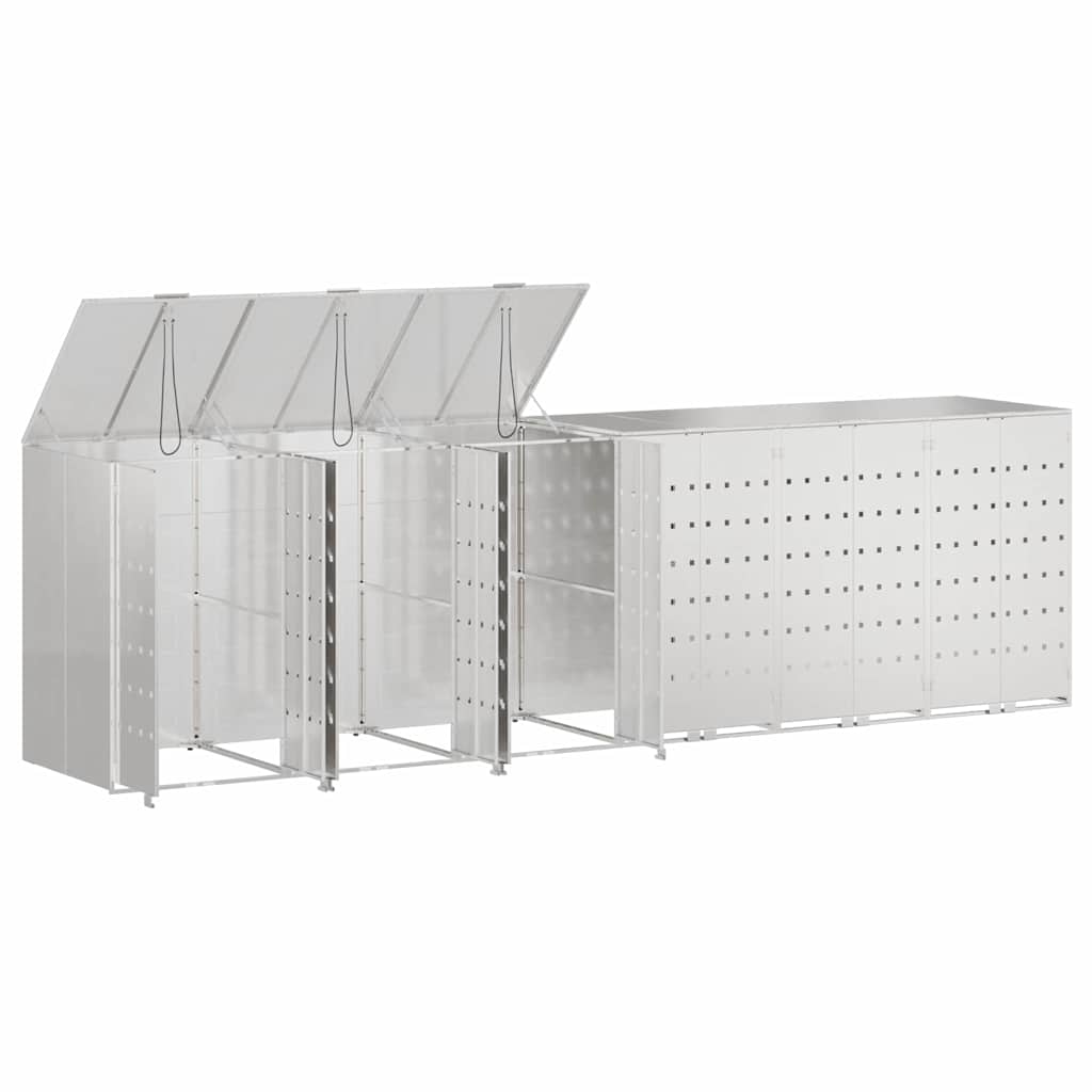 Wheelie Bin Storage for 6 Bins Stainless Steel Silver