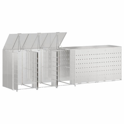 Wheelie Bin Storage for 6 Bins Stainless Steel Silver