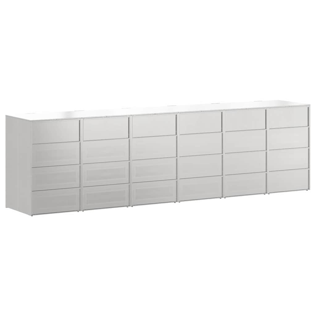 Wheelie Bin Storage for 6 Bins Stainless Steel Silver