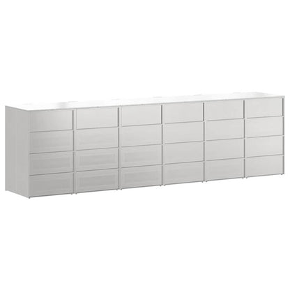 Wheelie Bin Storage for 6 Bins Stainless Steel Silver
