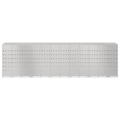 Wheelie Bin Storage for 6 Bins Stainless Steel Silver