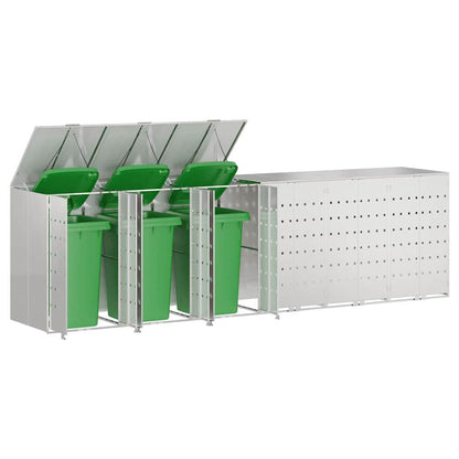 Wheelie Bin Storage for 6 Bins Stainless Steel Silver