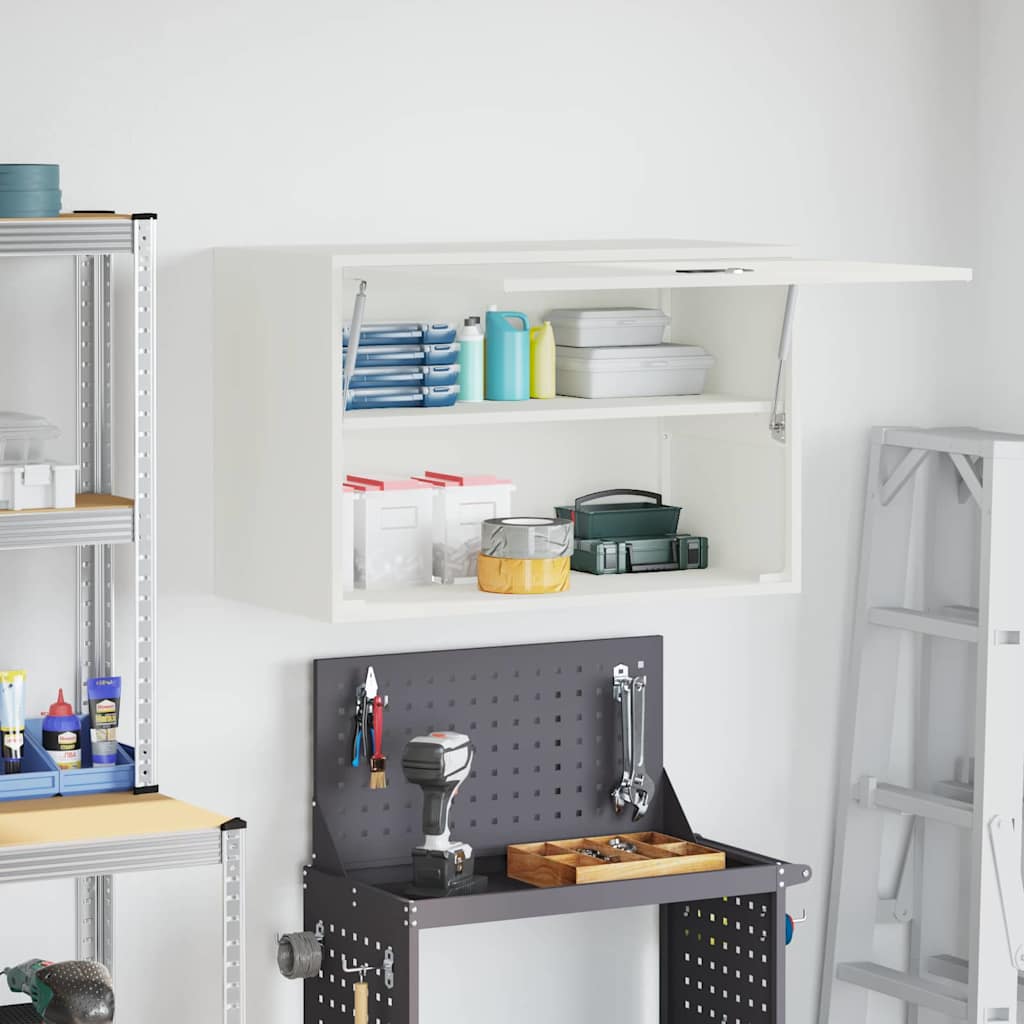 Wall Cabinet for Garage with Gas-lift Door White