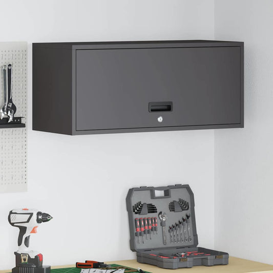 Wall Cabinet for Garage with Gas-lift Door Black