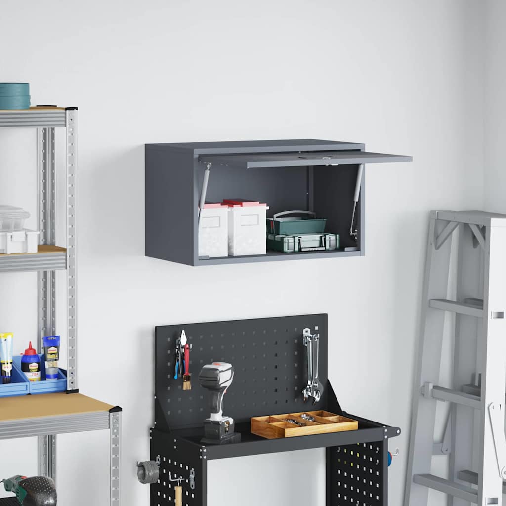 Wall Cabinet for Garage with Gas-lift Door Anthracite