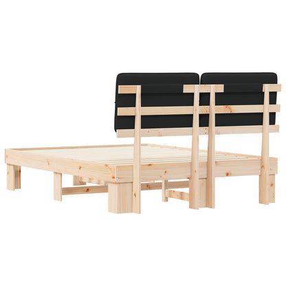 Bed Frame with Upholstered Headboard Black 150 x 200 cm