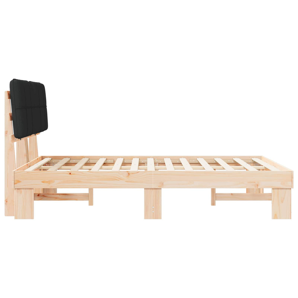 Bed Frame with Upholstered Headboard Black 150 x 200 cm