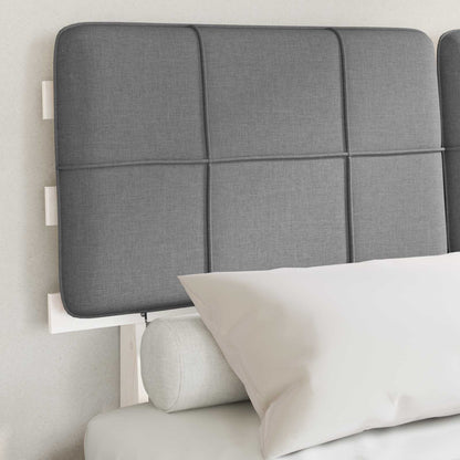 Bed Frame with Upholstered Headboard White and Light grey