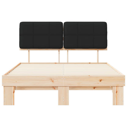 Bed Frame with Upholstered Headboard Black 140 x 200 cm