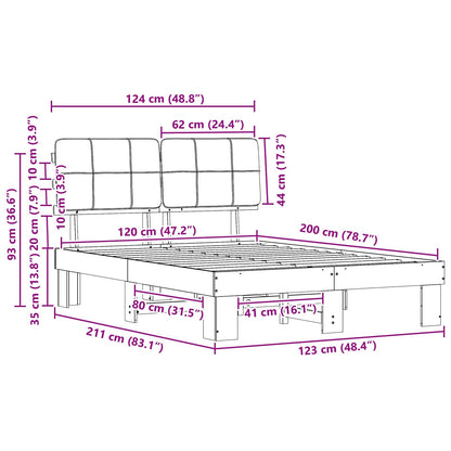 Bed Frame with Upholstered Headboard Black 120 x 200 cm