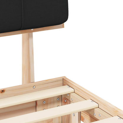 Bed Frame with Upholstered Headboard Black 140 x 190 cm