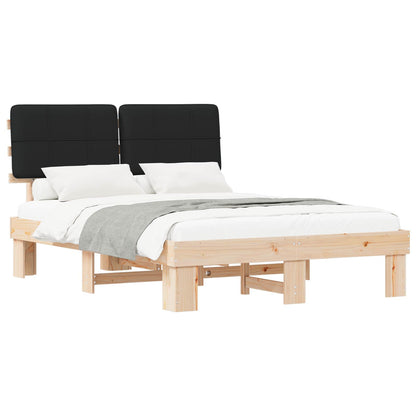 Bed Frame with Upholstered Headboard Black 140 x 190 cm