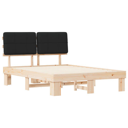 Bed Frame with Upholstered Headboard Black 135 x 190 cm
