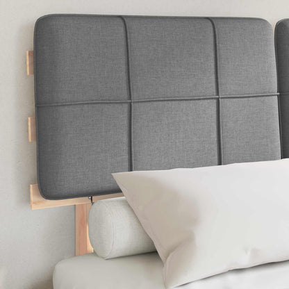 Bed Frame with Upholstered Headboard Natural and Light Grey