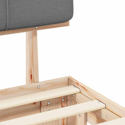 Bed Frame with Upholstered Headboard Natural and Light Grey