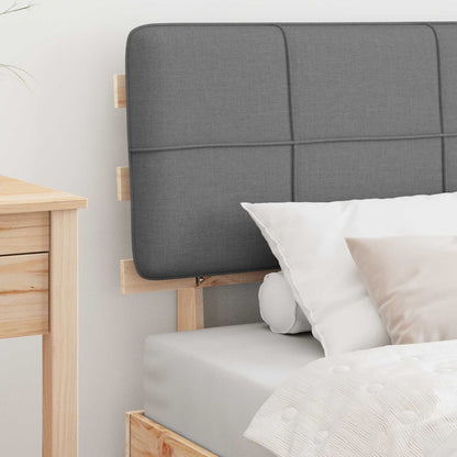 Bed Frame with Upholstered Headboard Natural and Light Grey