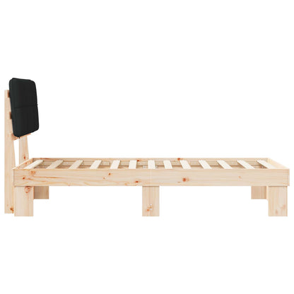 Bed Frame with Upholstered Headboard Black 100 x 200 cm